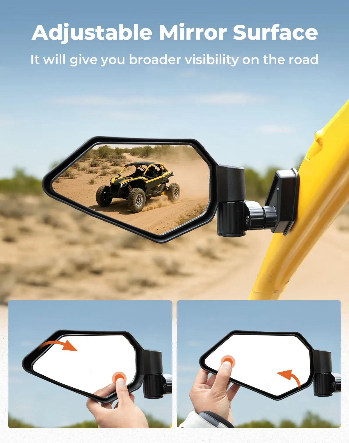 Auto-Reset Folding Side Mirrors, Shatterproof Glass for Can-Am Maverick R (2024–2025)