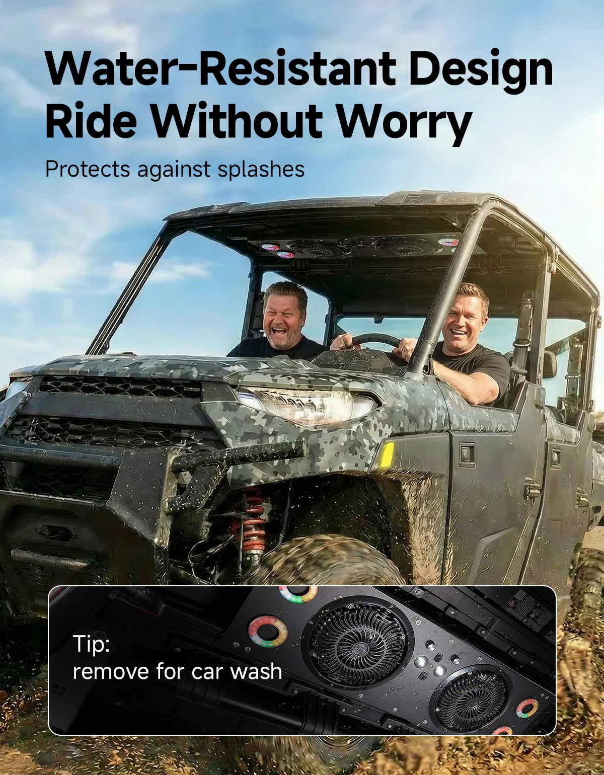 Dual 8-Inch Cab Cooling Fans with Dome Light for UTV & SXS