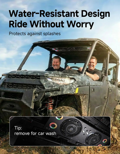 Dual 8-Inch Cab Cooling Fans with Dome Light for UTV & SXS