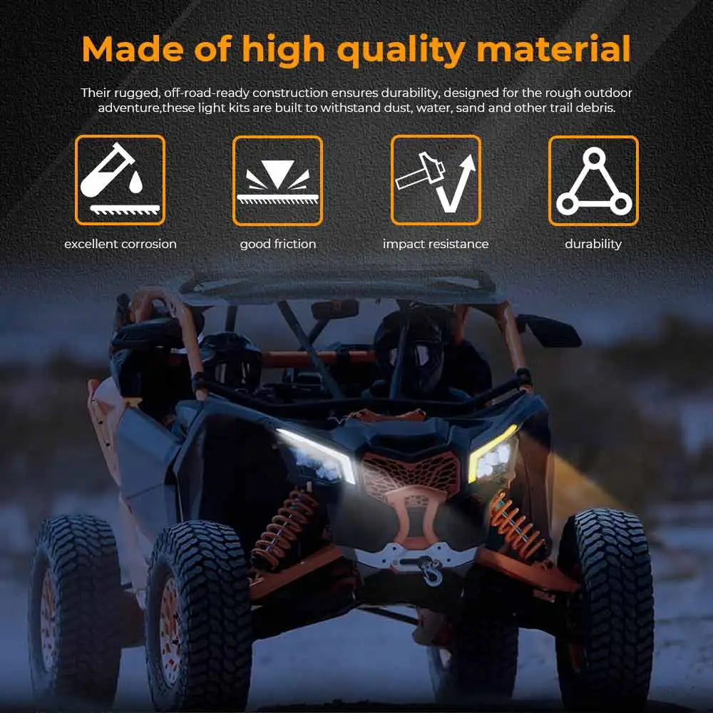 Front LED Signature Light Assembly, White DRL for Can-Am Maverick X3 (2017–2023)