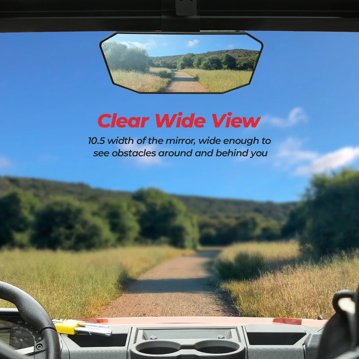 Wide Center Rear View Mirror for Can-Am Defender, Polaris Ranger 570 & More