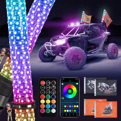 COB Fat Whip Lights with Bluetooth Remote for UTV & SXS
