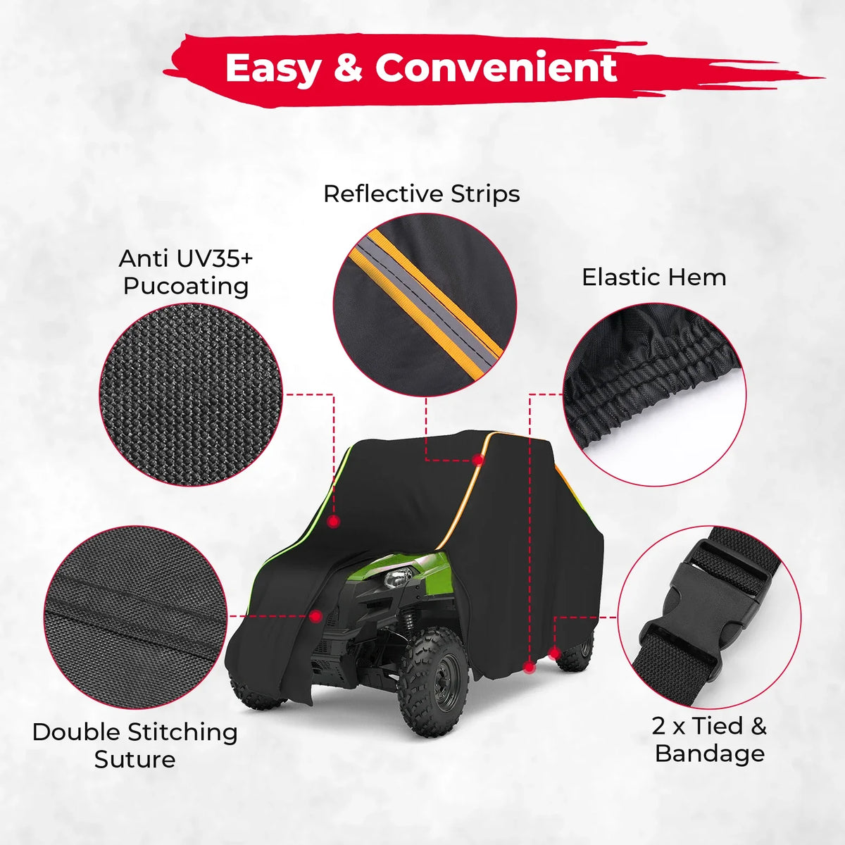 2-Seat UTV Cover, 122 x 71 x 69 Inch for Polaris RZR XP 1000, RZR XP Turbo & More