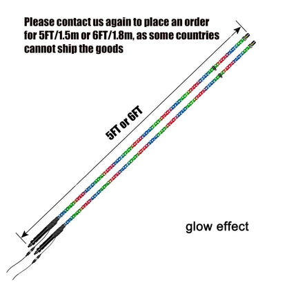 Spiral RGB LED Whip Lights with Flag & RF Remote (Pair) for UTV & SXS