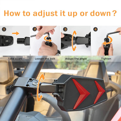 Universal Bar-End Side Rearview Mirror for UTV & SXS
