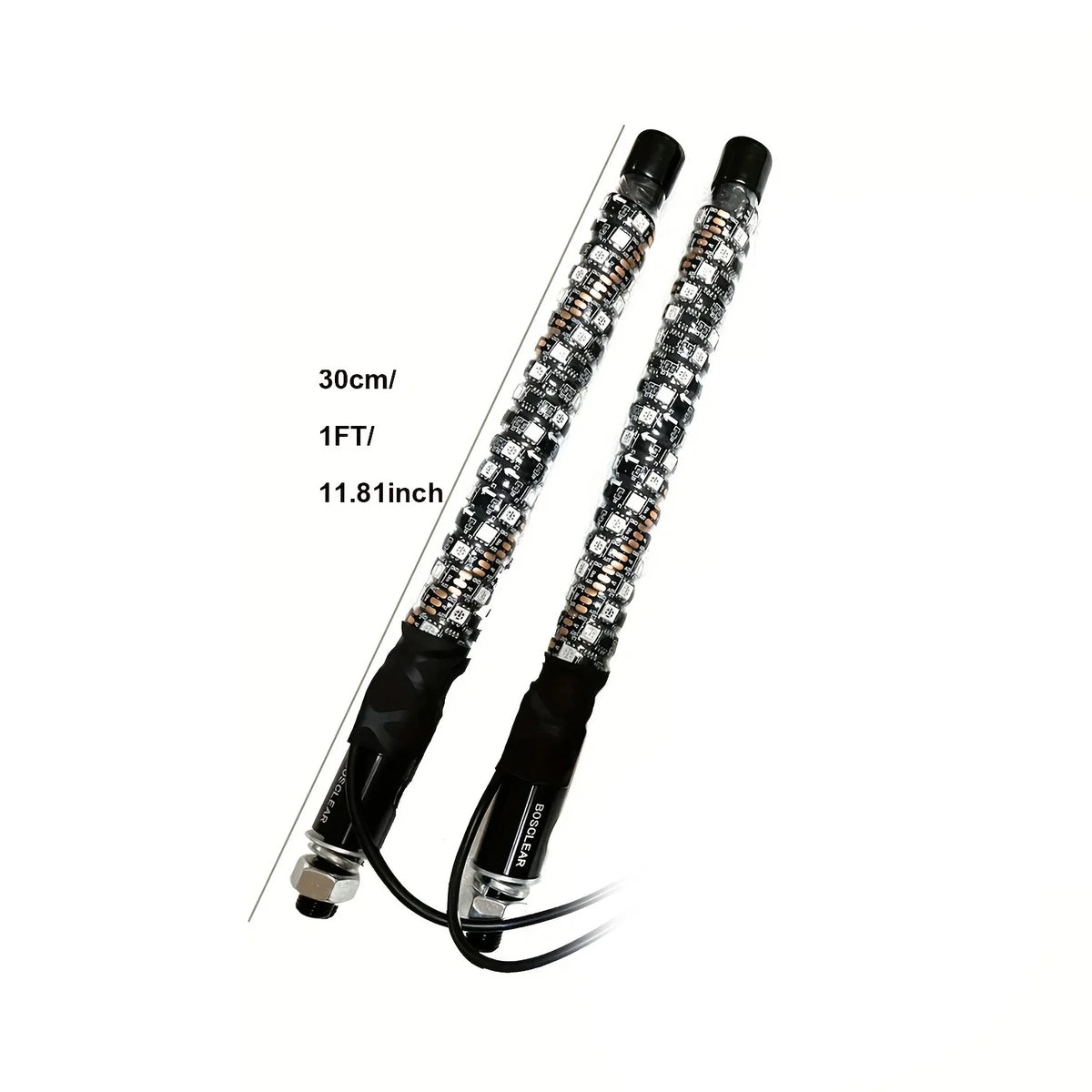 Spiral RGB LED Whip Lights with Flag & RF Remote (Pair) for UTV & SXS