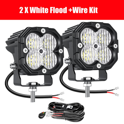 3-Inch 30W LED Cube Pods with Wiring Kit for UTV & SXS