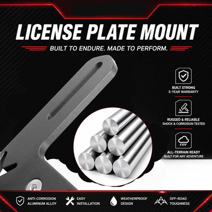 Aluminum License Plate Bracket with 12V LED Light for UTV & SXS