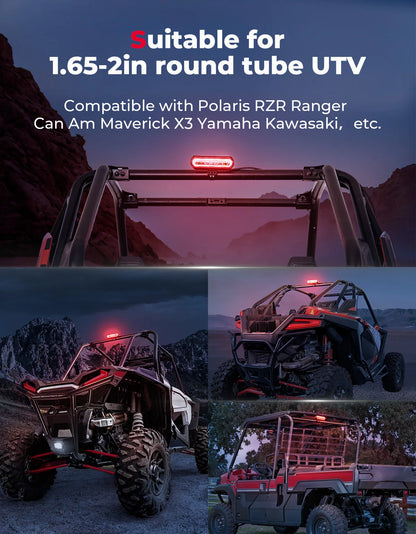 High-Mount Rear Chase LED Light Bar, Brake & Reverse for UTV & SXS