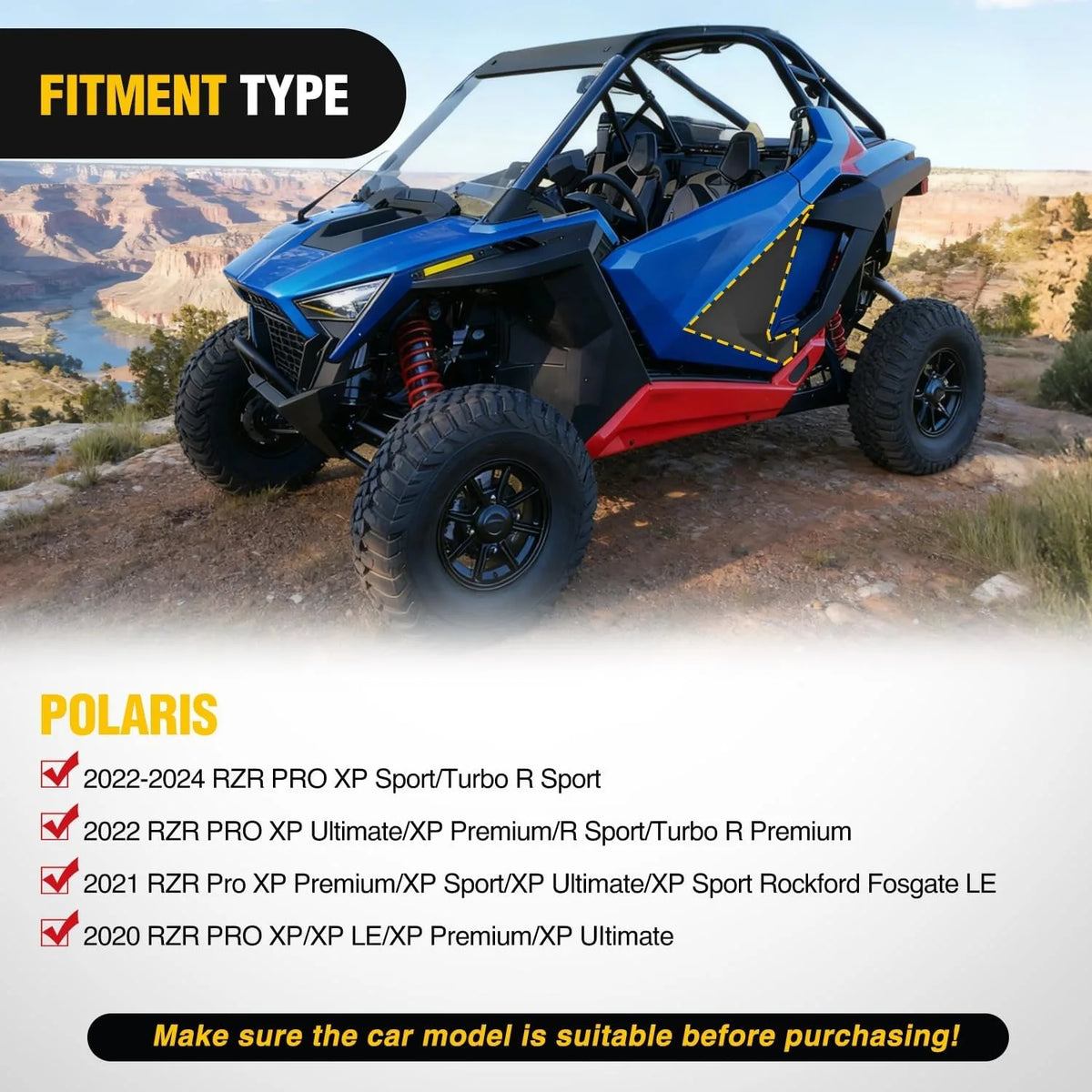 Nilight Lower Door Insert Panels, 2-Door for Polaris RZR Pro XP, RZR Pro R & RZR Turbo R