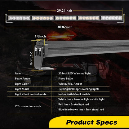30-Inch Rear Chase LED Light Bar, Brake & Reverse for Can-Am Maverick X3 (2017–2025)