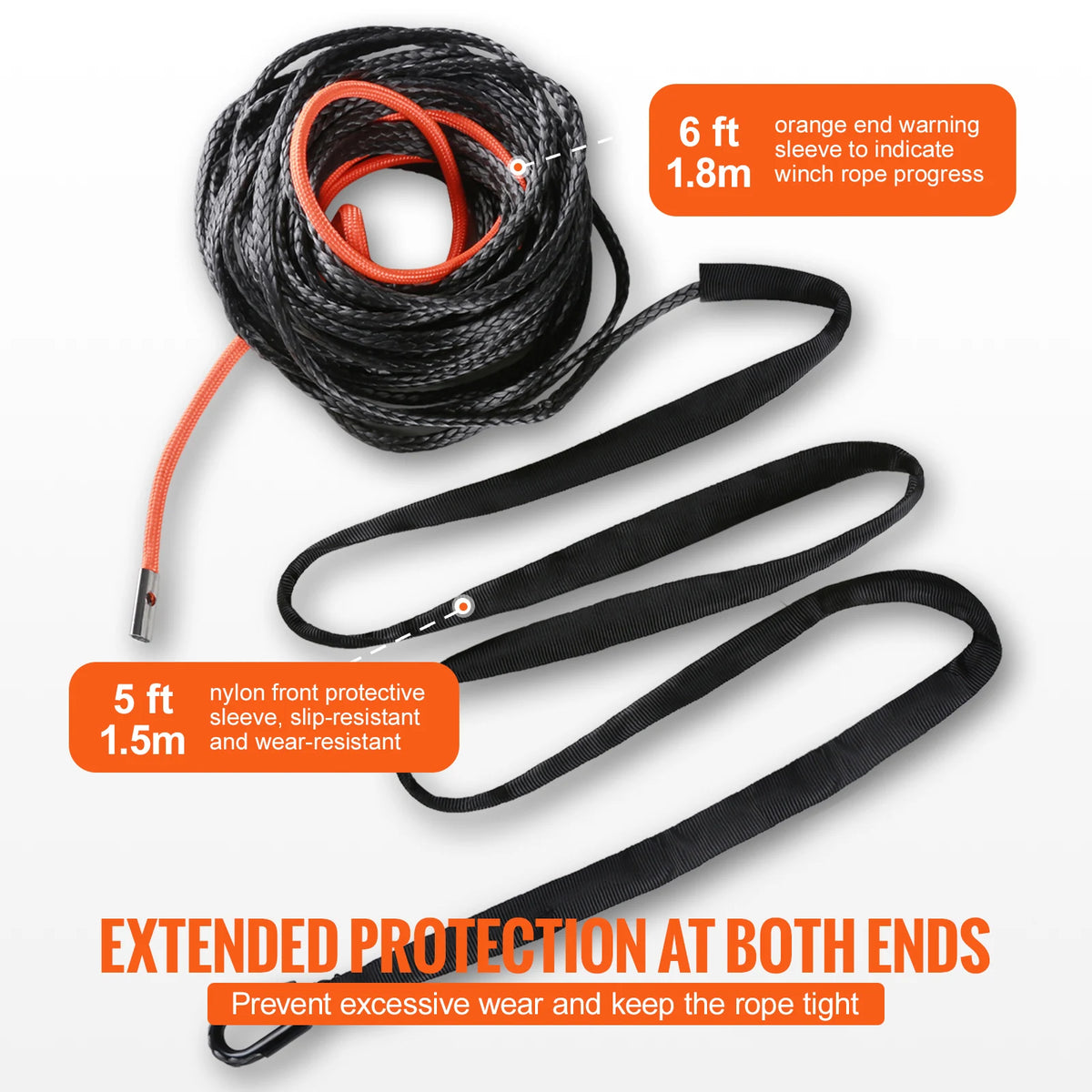 50 ft Synthetic Winch Rope with Forged Hook for UTV & SXS