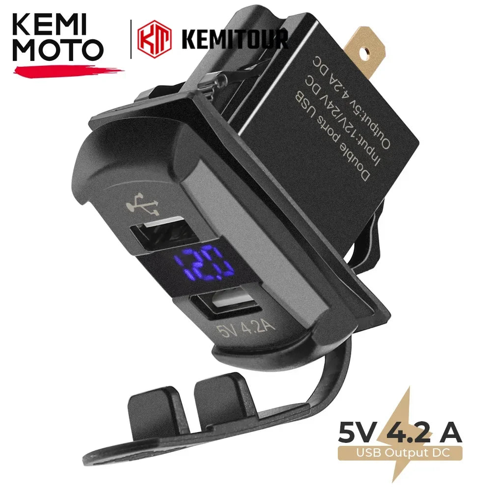 Dual USB Charger Rocker Switch Panel, 5V 4.2A for UTV & SXS