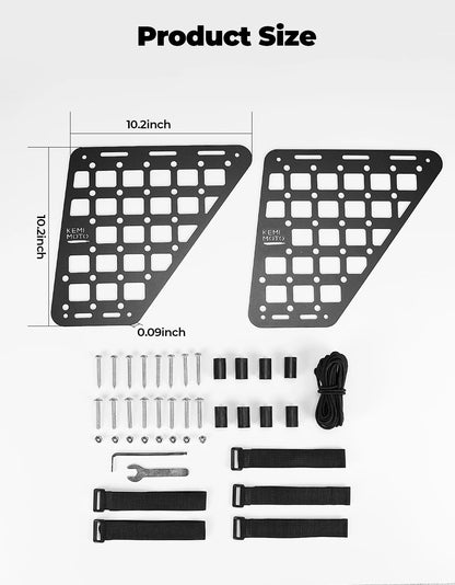 KEMIMOTO Seat Side MOLLE Storage Panels for Polaris Ranger XP 1000 (2018–2024)