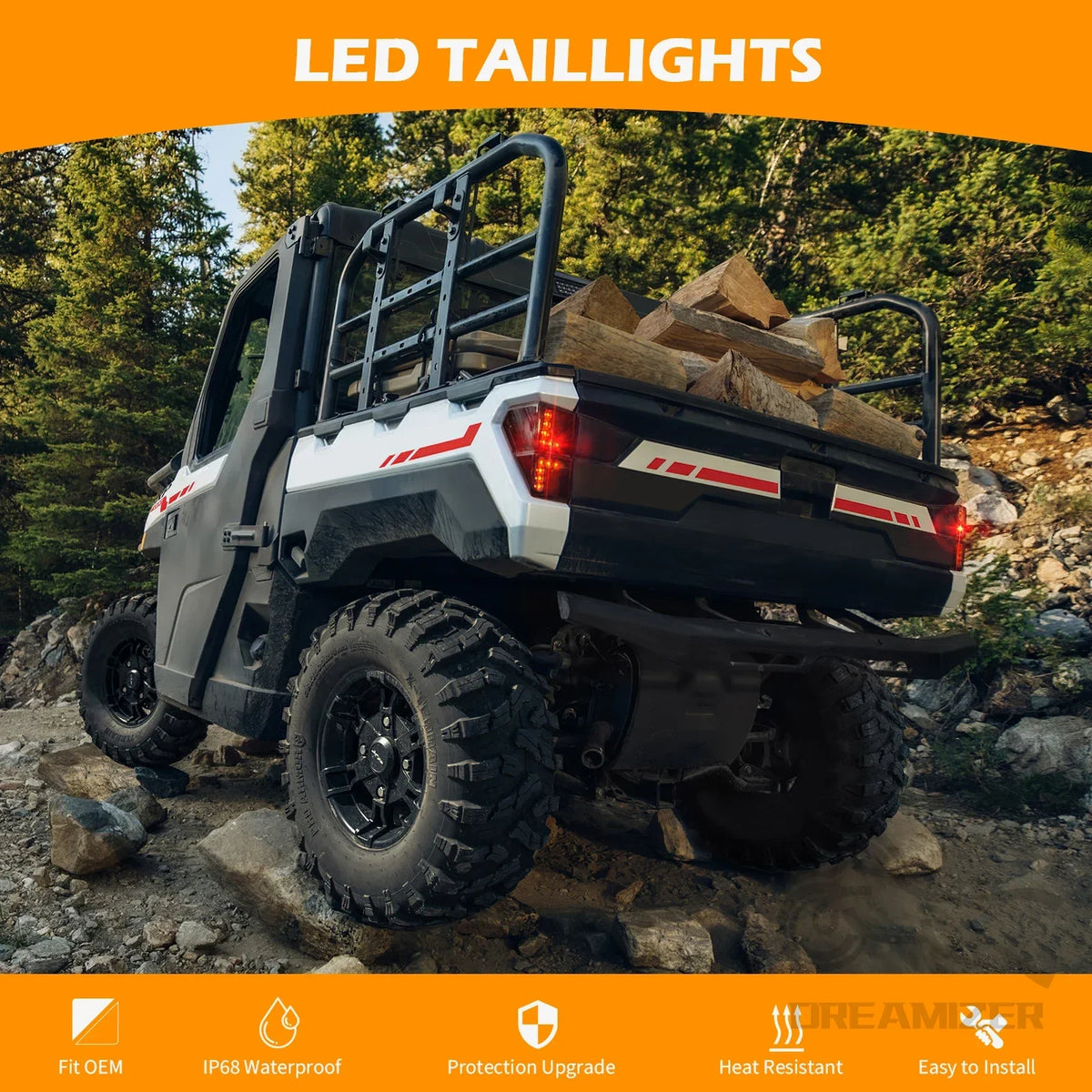 12V LED Stop and Tail Lights for Polaris Ranger XP 1000 (2017–2025)