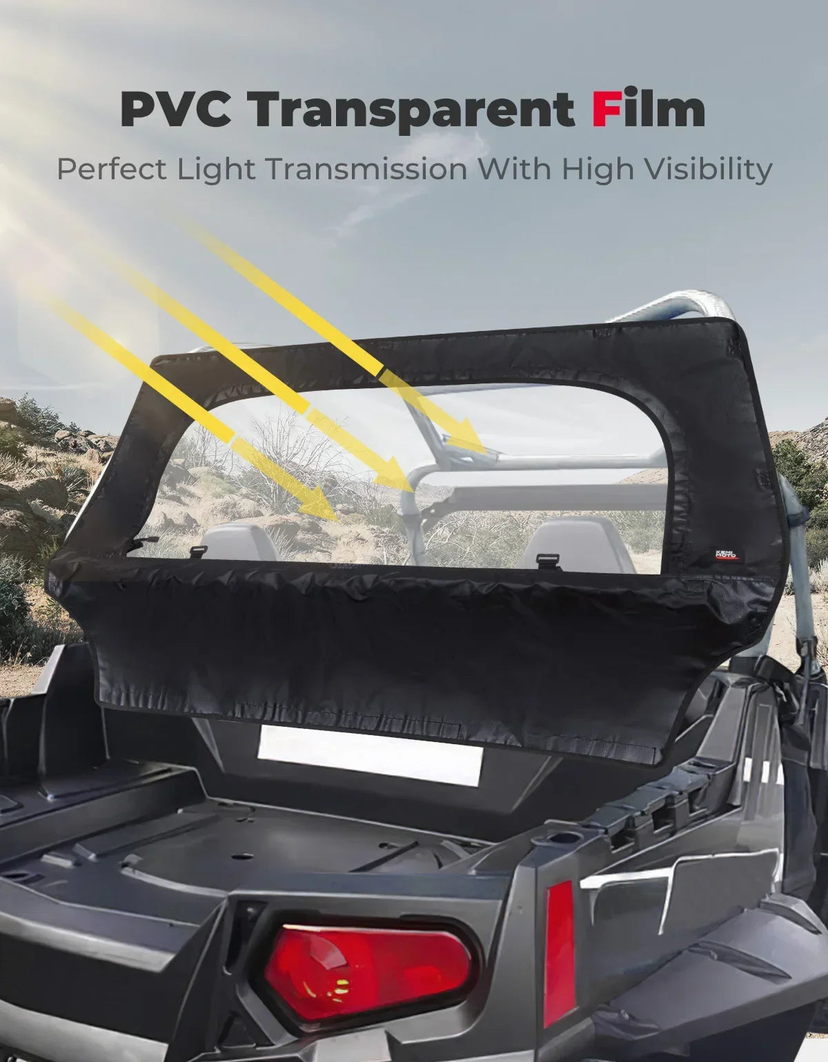 PVC Soft Rear Windshield with Zipper Window for Polaris RZR 570, RZR 900 & RZR Trail
