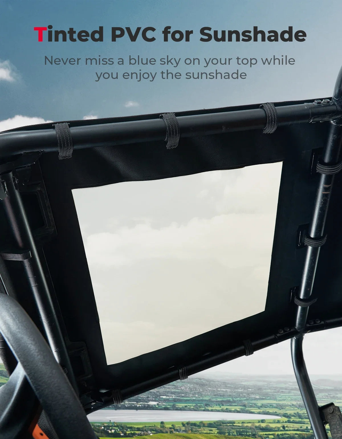 KEMIMOTO 1680D Sunshade Soft Roof Top, 4-Seat for Polaris RZR XP 1000, RZR XP Turbo & RZR 900