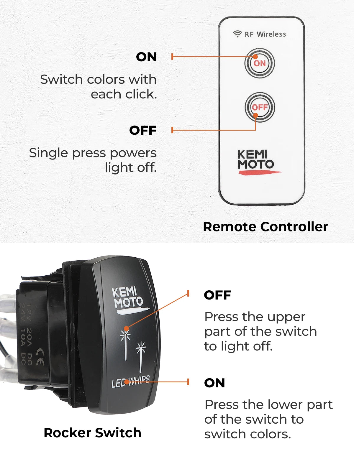 Whipless LED Whip Lights with CNC Aluminum Mount for UTV & SXS