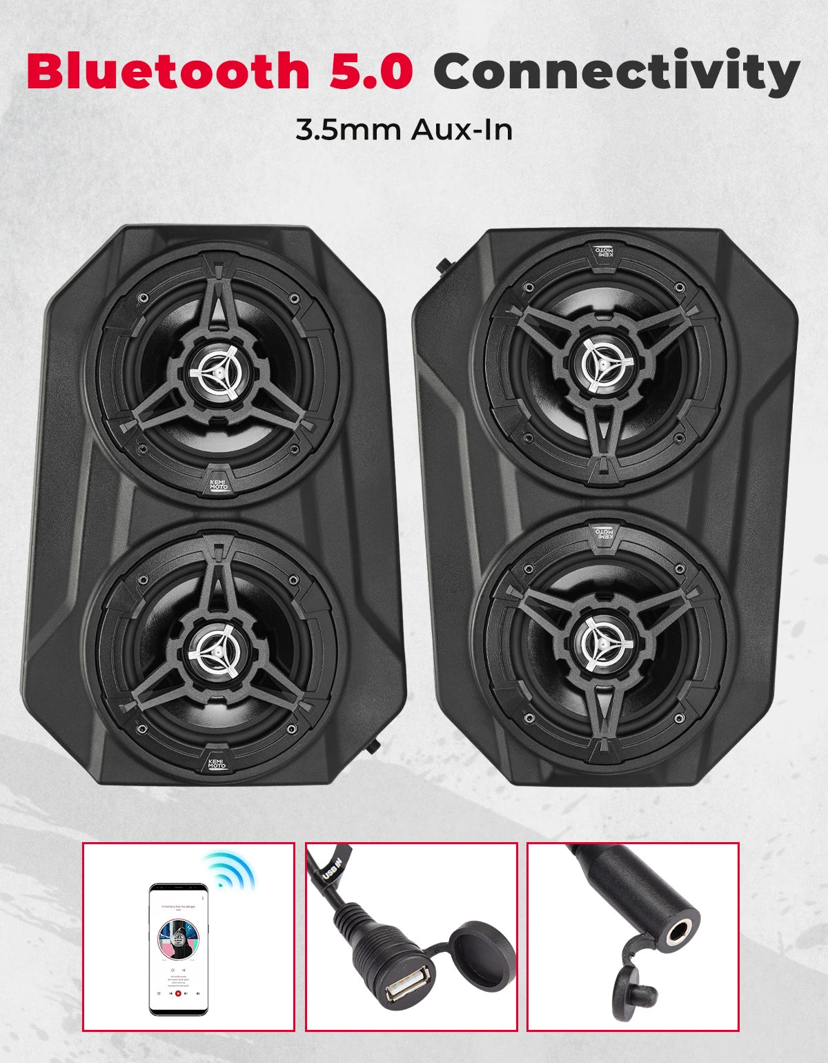 Bluetooth Sound System with 6.5-Inch Speakers for UTV & SXS