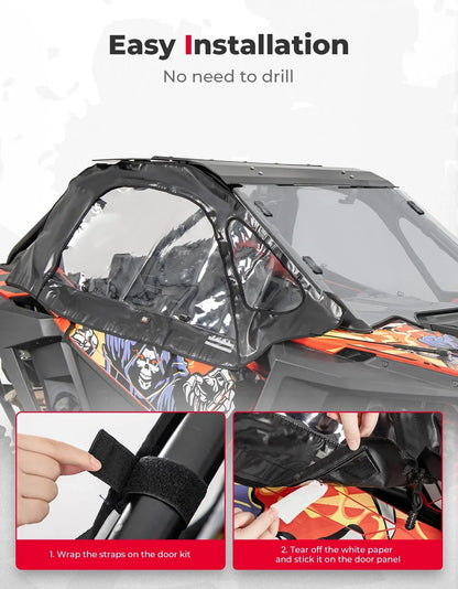 KEMIMOTO PVC Soft Upper Door Set for Polaris RZR Pro XP, RZR Pro R & RZR Turbo R