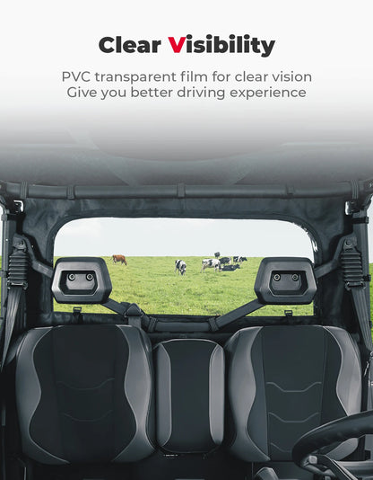 Soft Dustproof PVC Rear Full Windshield for Can-Am Defender (2016–2026)