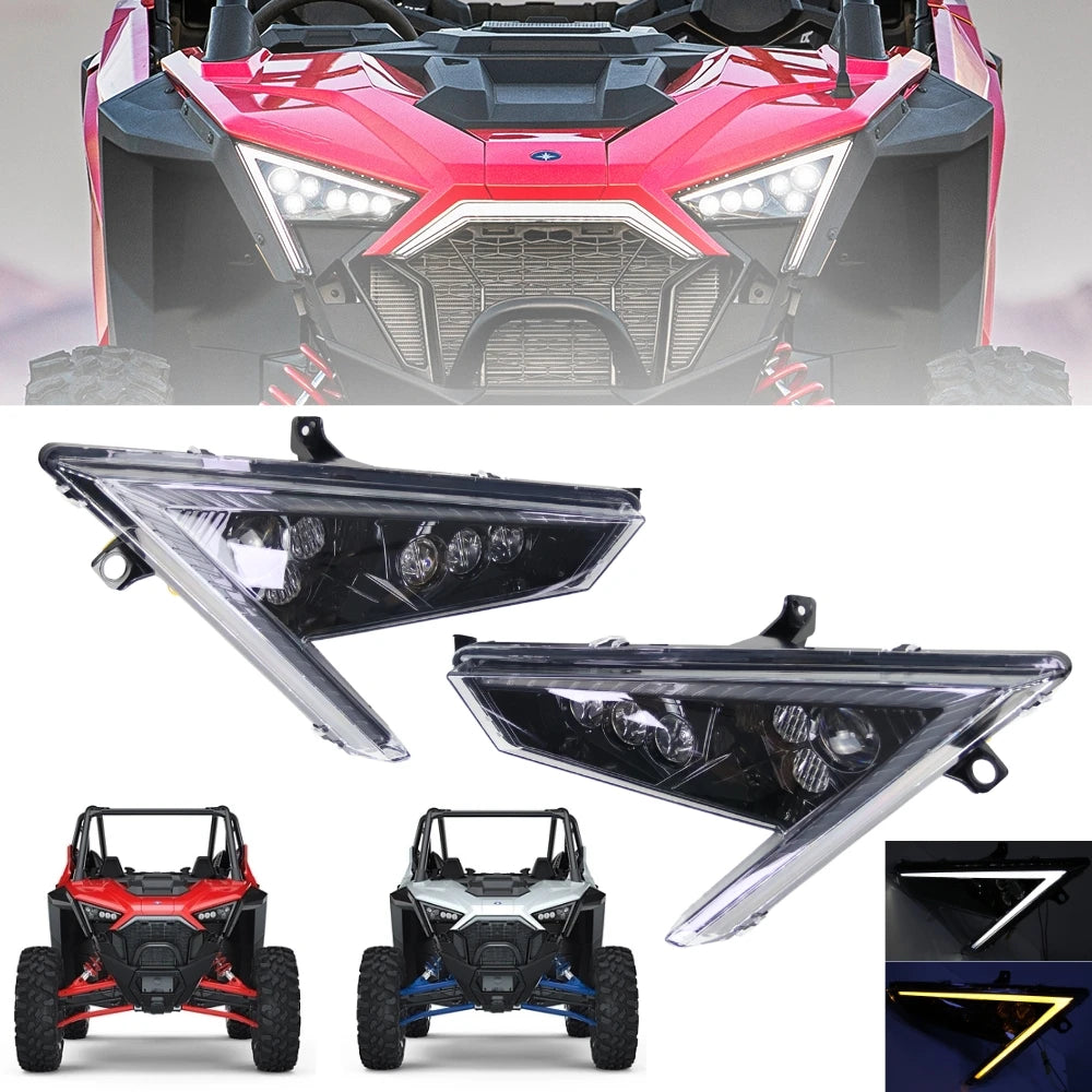 LED Headlights with RGB DRL and Turn Signals for Polaris RZR Pro XP (2020–2021)