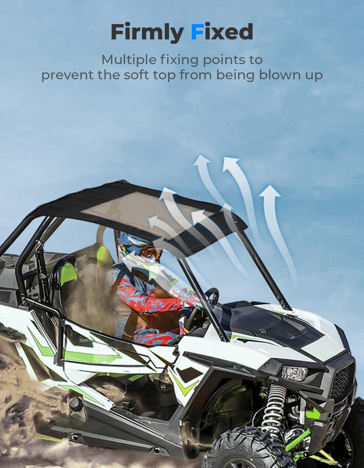 KEMIMOTO 1680D Canvas Sunshade Soft Top for Polaris RZR XP 1000, RZR XP Turbo & RZR 900
