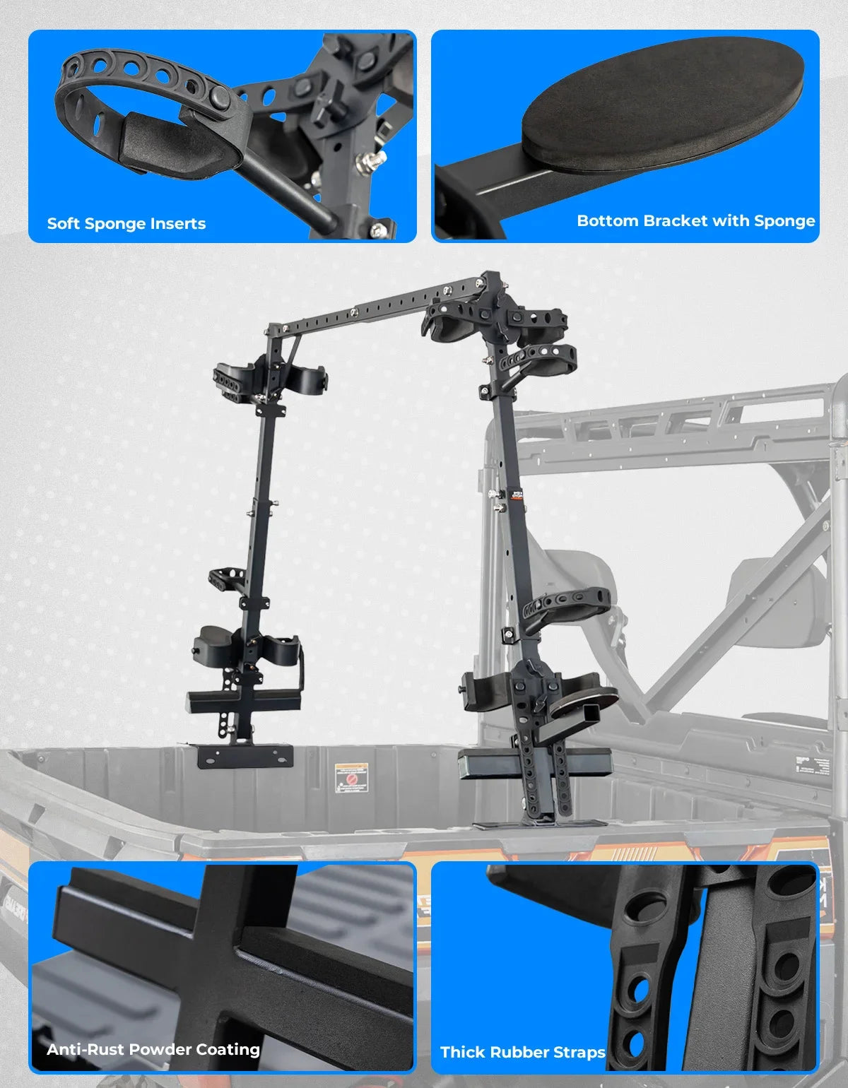 KEMIMOTO Bed-Mount Double Sporting Clays Gun Holder for UTV & SXS