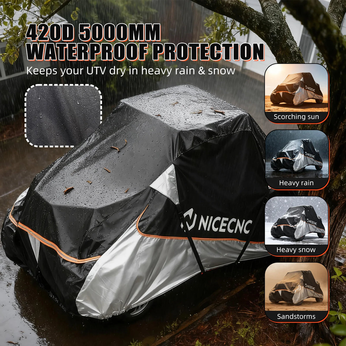 NICECNC Waterproof Side-by-Side Cover, 2-Seat for Can-Am Maverick X3 & Commander