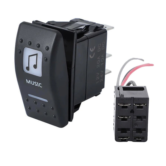 Pre-Wired Music Rocker Switch for Can-Am Maverick X3, Commander & Defender