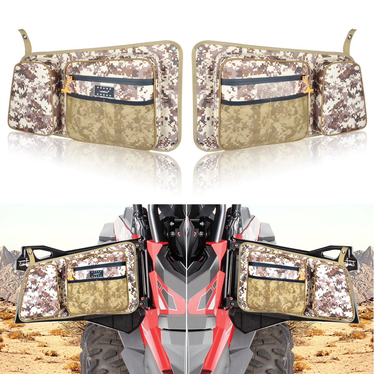 Rear Door Storage Bags with Knee Pads (Pair) for Polaris RZR 900, RZR XP 1000 & RZR XP Turbo