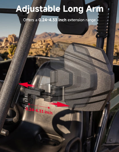 Side Rearview Mirrors with CNC Aluminum Base for CFMOTO ZForce 950, UForce 600 & More