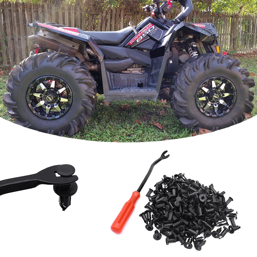 Bumper & Fender Push Clip Set with Screwdriver (100 Pcs) for UTV & SXS