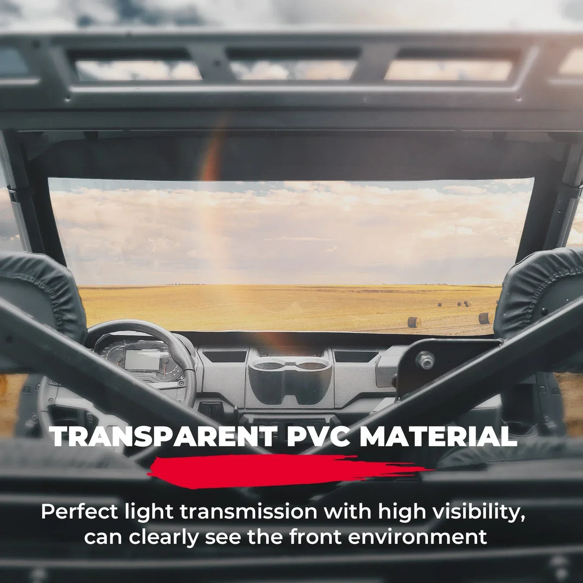 KEMIMOTO Full-Shield Soft PVC Front Windshield for Polaris Ranger XP 1000 (2017–2024)