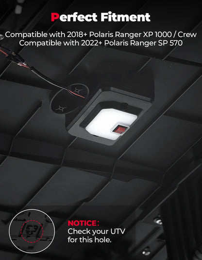 12V LED Roll Cage Dome Light with Switch for Polaris Ranger 570 (2022–2026)