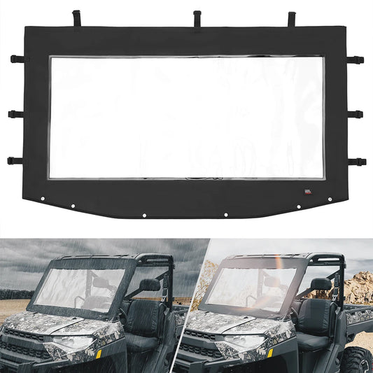 KEMIMOTO Soft PVC Front Full Windshield for Polaris Ranger XP 1000 (2017–2024)