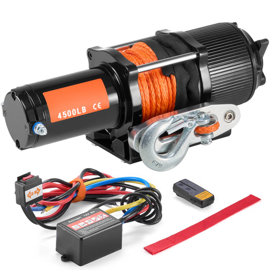 4500-Pound 12V Electric Winch with Synthetic Rope & Wireless Remote for UTV & SXS