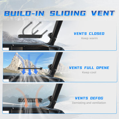Vented Scratch-Resistant PC Front Windshield for Polaris General (2017–2025)