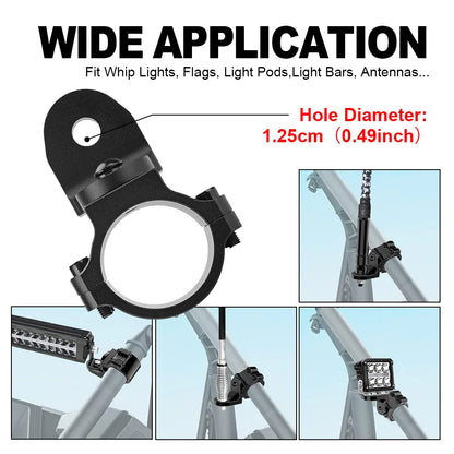 Aluminum Whip and Flag Mount, 1.75–2 Inch Clamp for UTV & SXS