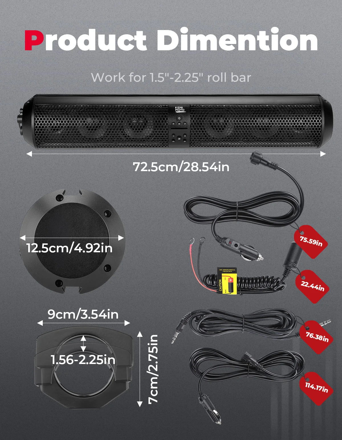 Waterproof RGB Bluetooth Sound Bar for UTV & SXS