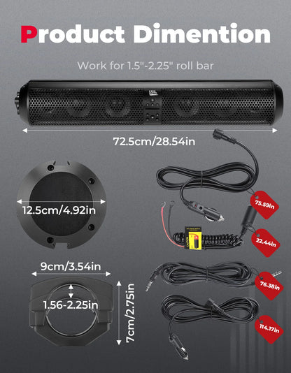 Waterproof RGB Bluetooth Sound Bar for UTV & SXS