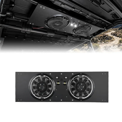 Dual 8-Inch Cab Cooling Fans with Dome Light for UTV & SXS