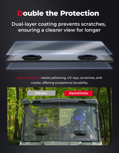 Hard-Coated Polycarbonate Full Front Windshield for Can-Am Defender (2016–2026)