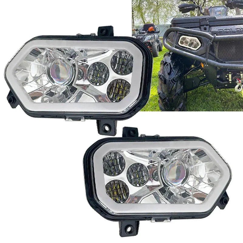 High/Low Beam LED Headlight with Halo Ring for Polaris Ranger XP 900 (2013)
