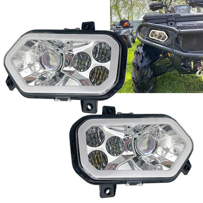 High/Low Beam LED Headlight with Halo Ring for Polaris Ranger XP 900 (2013)