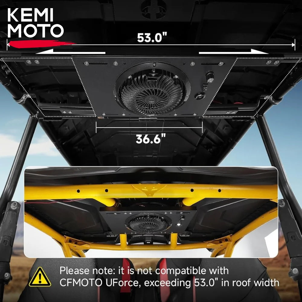 8-Inch Overhead Roof Fan, IPX6 Water-Resistant for UTV & SXS