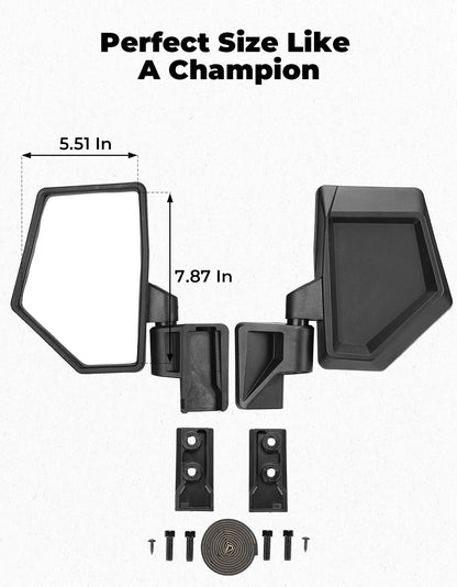 KEMIMOTO Door-Mounted Side Rearview Mirrors for Polaris Ranger XD 1500 (2024–2026)
