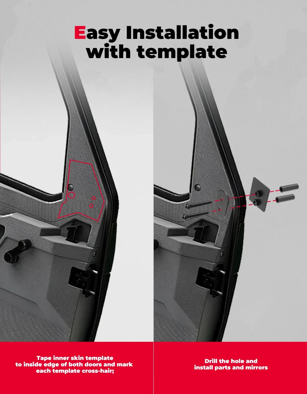 Adjustable Mounted Side Rear View Mirrors for Polaris Ranger XP 1000, Ranger 570 & Ranger XD 1500