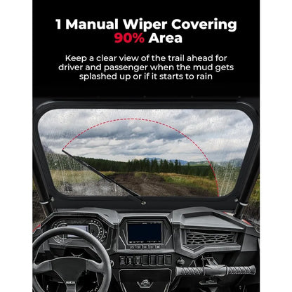 Full Front Windshield with Aluminum Frame and Manual Wiper for Polaris RZR 570 (2012–2014)