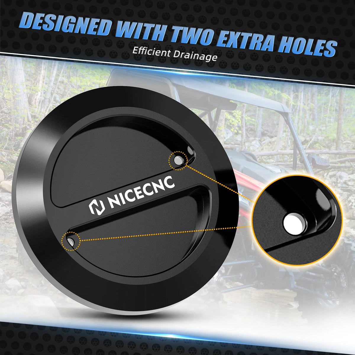 NICECNC Aluminum Floor Drain Plugs (2-Pack) for Polaris General, RZR XP Turbo & RZR Trail